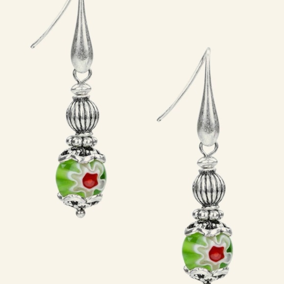 Patricia Nash Silver and Green Floral Earrings ๐๐NWT - Picture 3 of 5